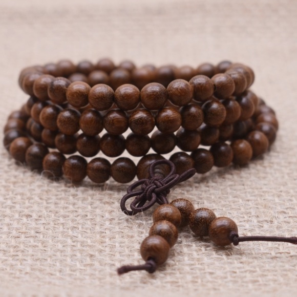 Wood mala necklace / bracelet & beautiful silk bag - Picture 7 of 10